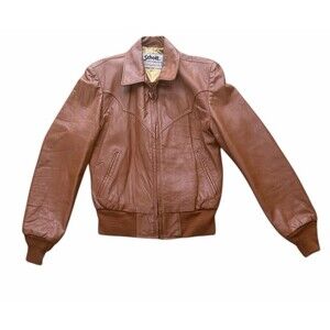 Vintage Schott NYC Western Leather Mens 40 Jacket Tan Brown USA Rare Logo Zip